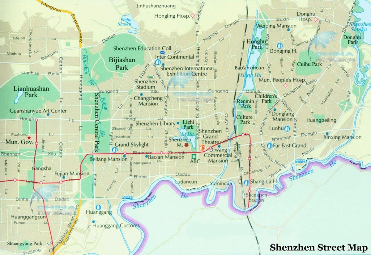 karte Shenzhen rajonos
