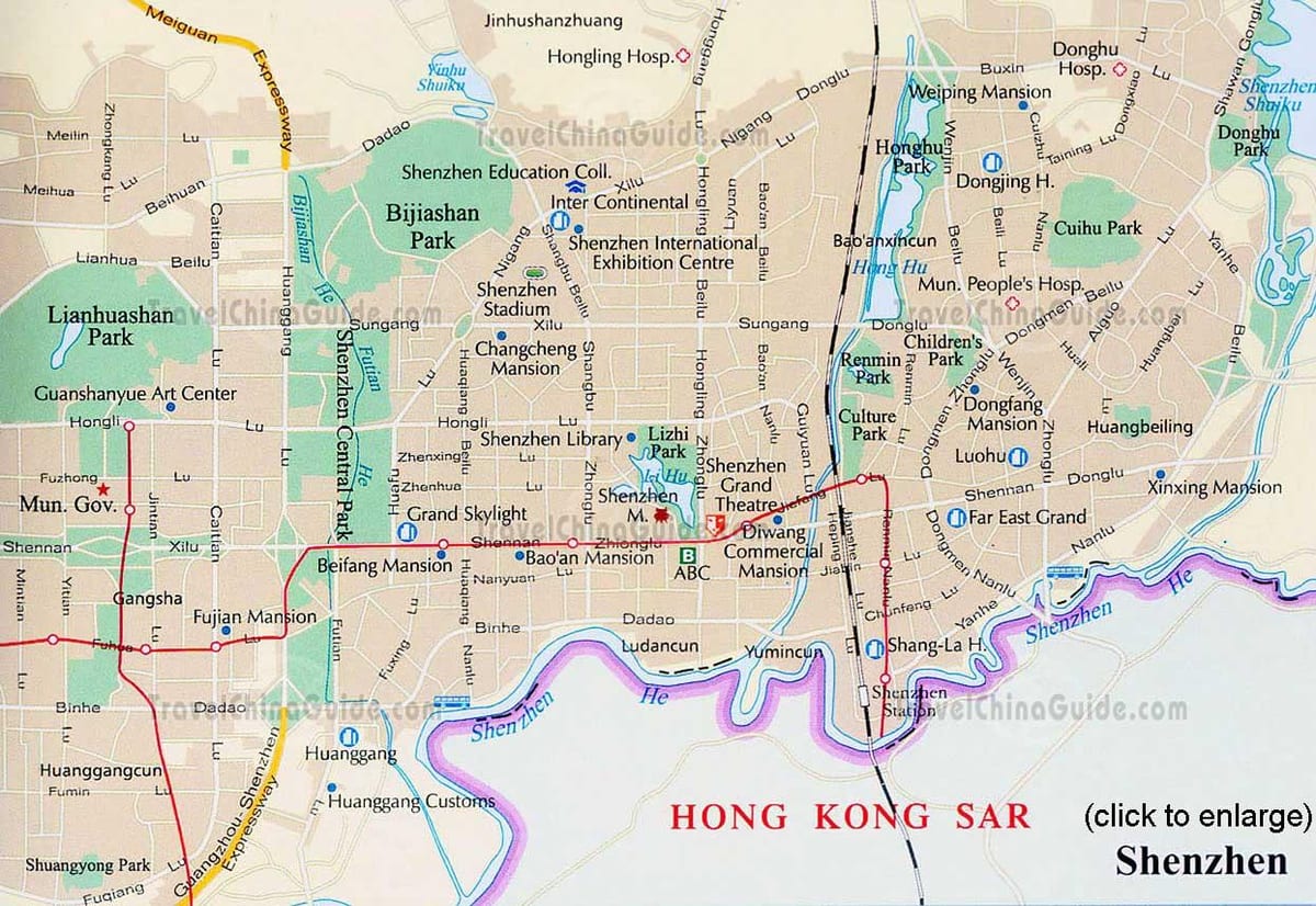 Shenzhen ķīna Ķīna karte