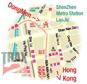 dongmen tirgus Shenzhen karte