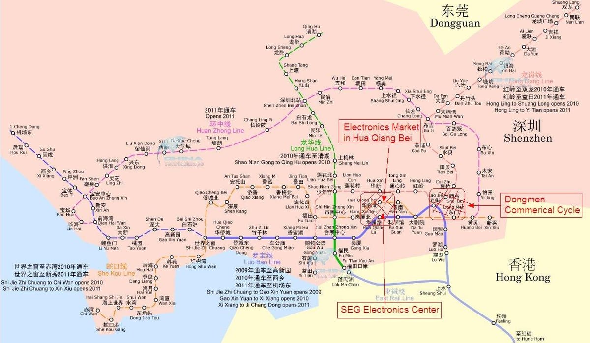 karte Shenzhen electronics tirgus