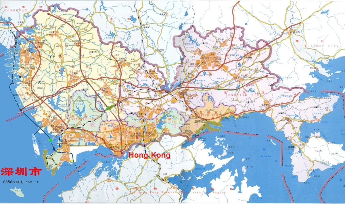 karte Shenzhen ems Ķīna